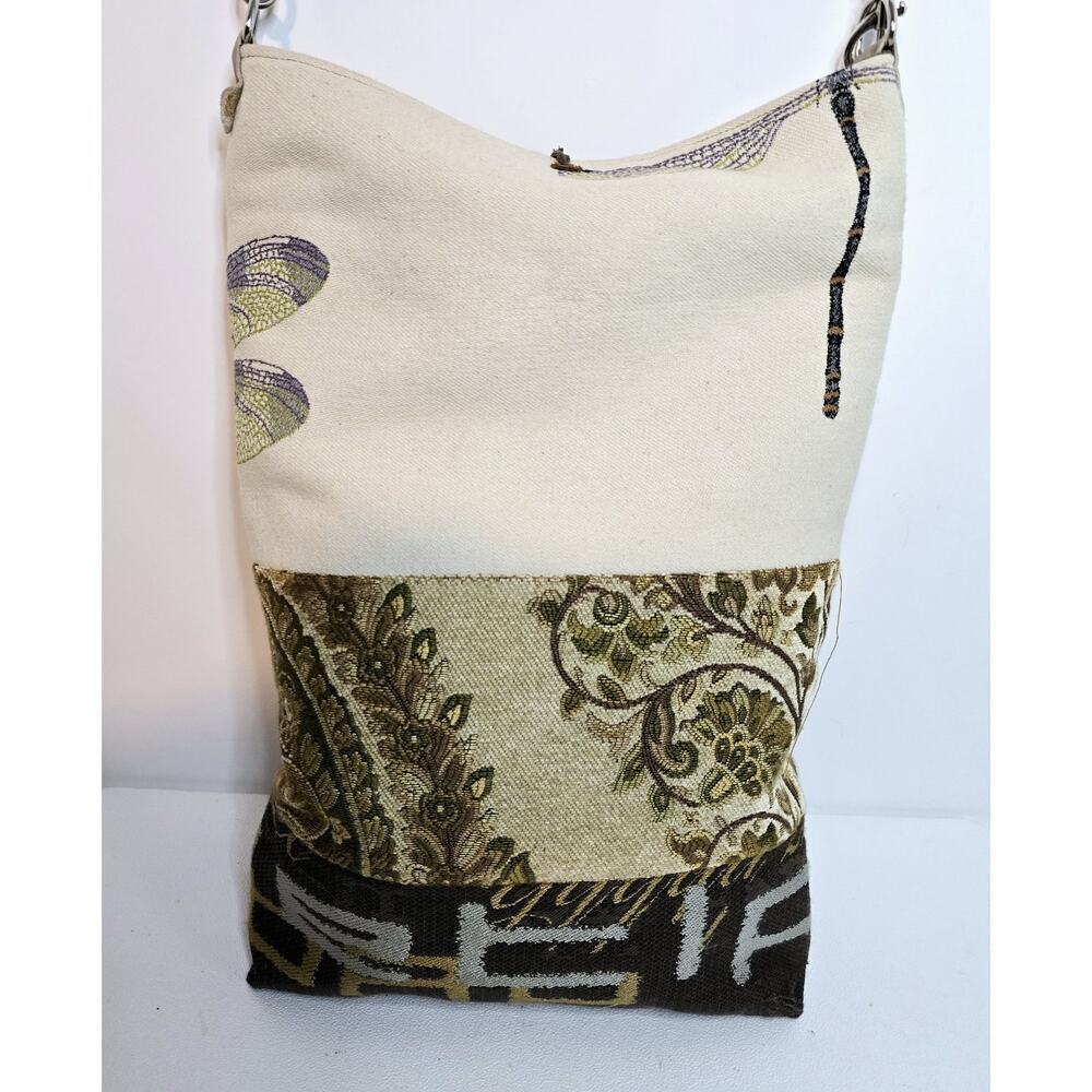 Handcrafted Crossbody Shoulder Tapestry Purse Dragonfly Reversible Multicolor LG - Picture 3 of 12